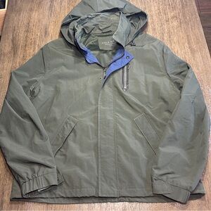Cole Haan Grand OS Men's Soft Shell Zip Hooded Rain Jacket Size XL Green
